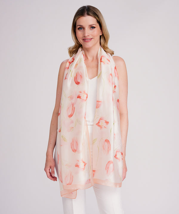 Blossom - Printed Satin Silk Scarf