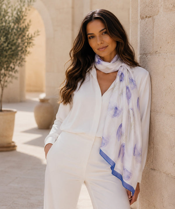 Blossom - Printed Satin Silk Scarf