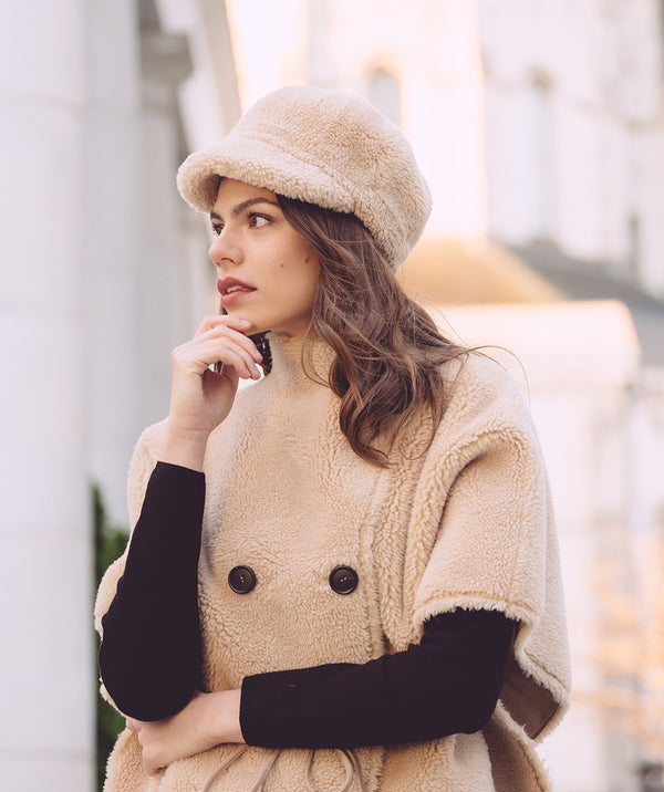 Brielle - Camel Faux Shearling Short Trendy Coat