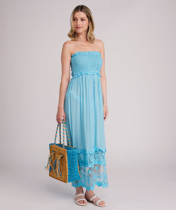 Bolsa Cannes - Natural/Turquesa