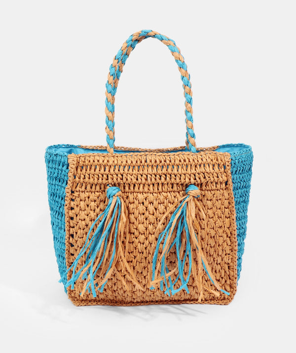 Bolsa Cannes - Natural/Turquesa