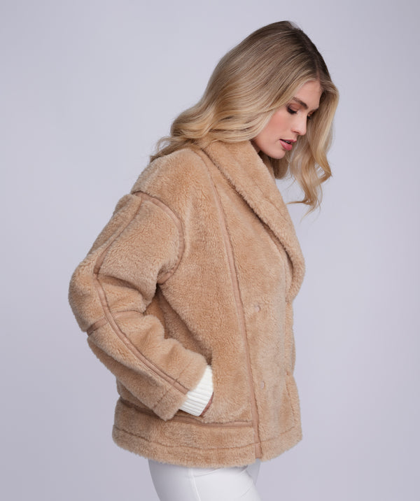Charleston - Camel Faux Shearling Cropped Coat
