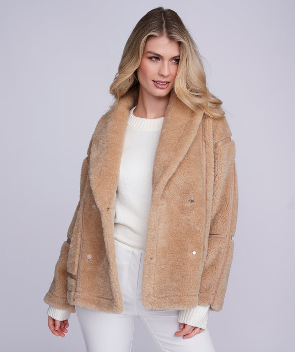 Charleston - Camel Faux Shearling Cropped Coat