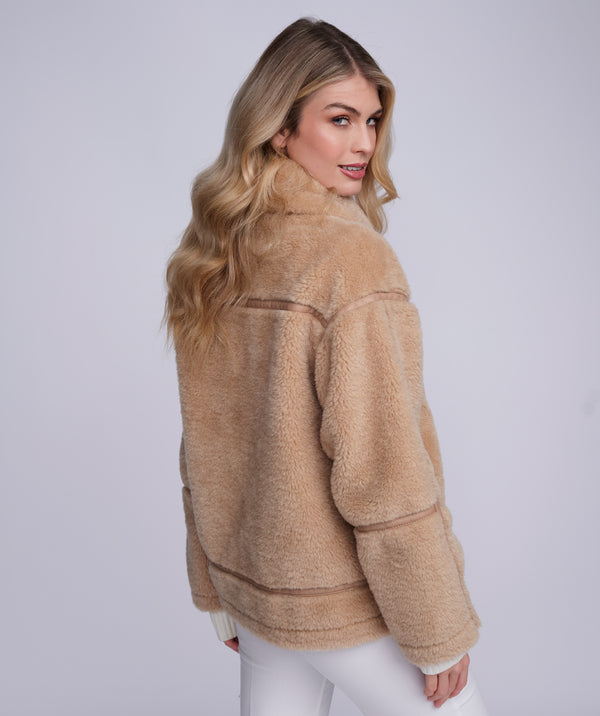 Charleston - Camel Faux Shearling Cropped Coat