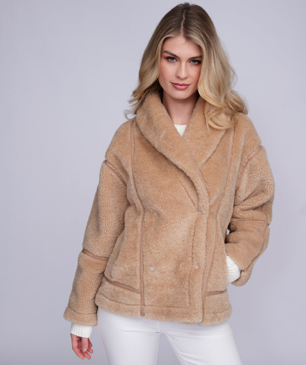 Charleston - Camel Faux Shearling Cropped Coat