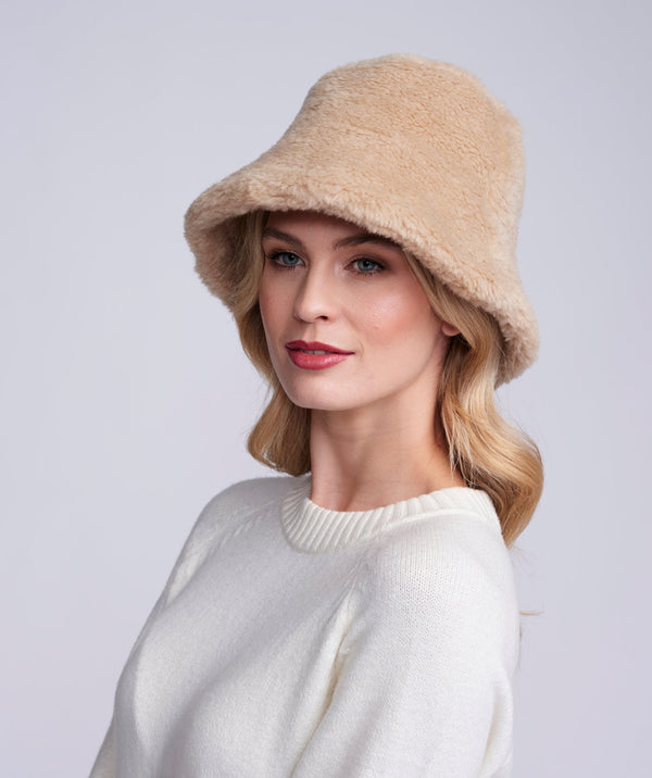 Charleston - Honey Faux Shearling Bucket Hat
