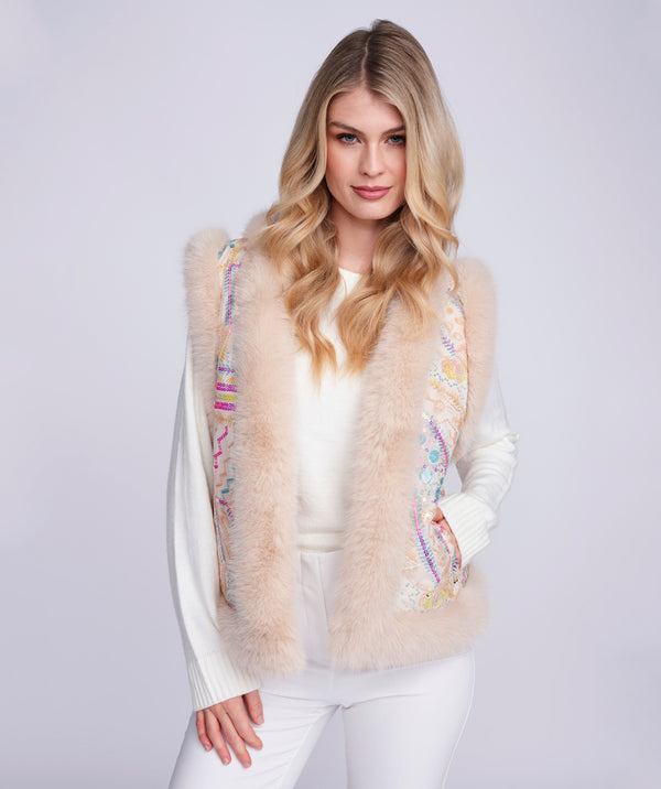 Charmaine - Chaleco con adornos de lentejuelas en beige