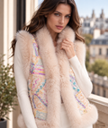 Charmaine - Gilet beige orné de sequins