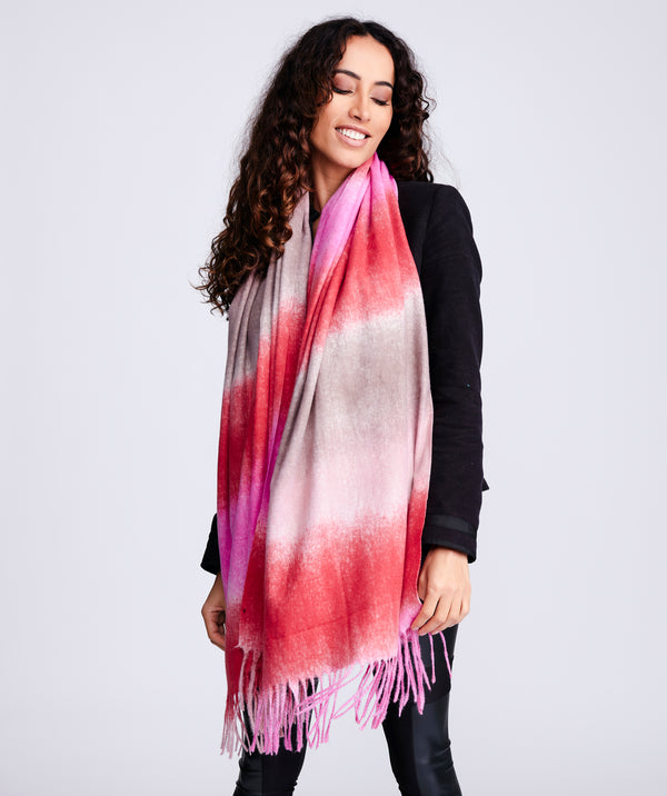 Cindy - Bufanda Pashmina a rayas rosa ombré