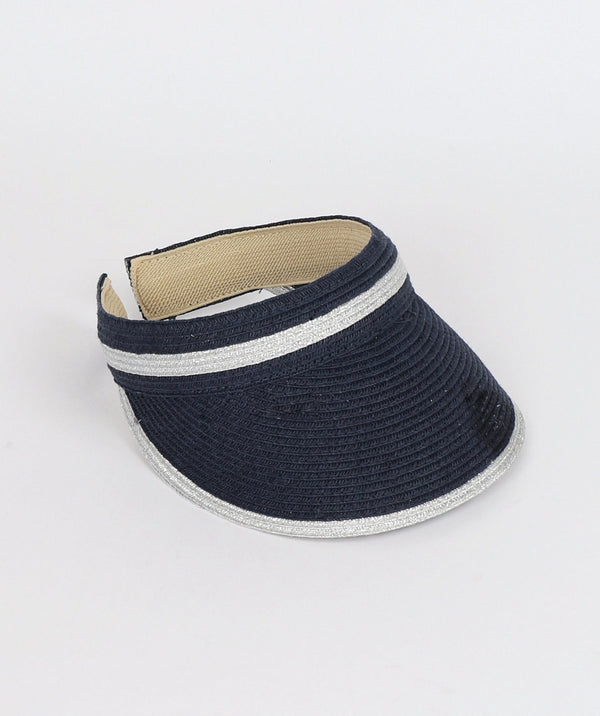 Cohen - Visor de soleil de paille de la Marine avec bande métallique en argent