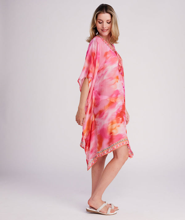 Contessa - Hot Pink Embellished Beach Kaftan