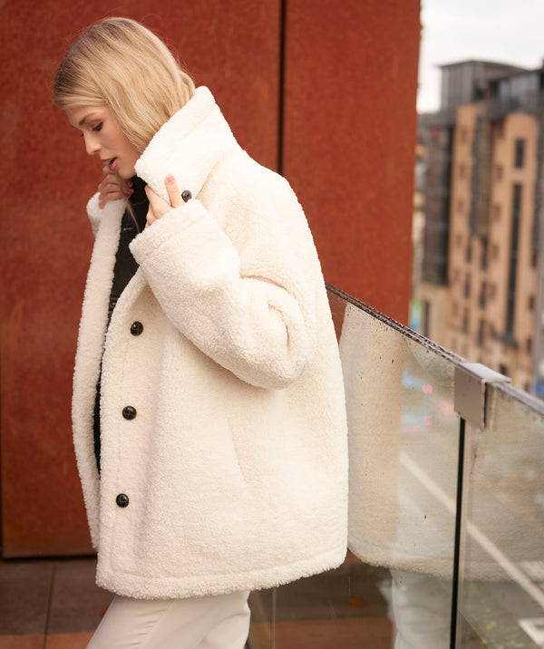 Cosette - White Faux Shearling Coat