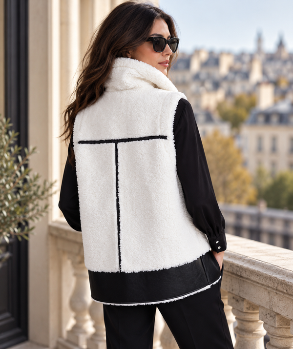 Cosette - Manteau croisé en fausse peau de mouton