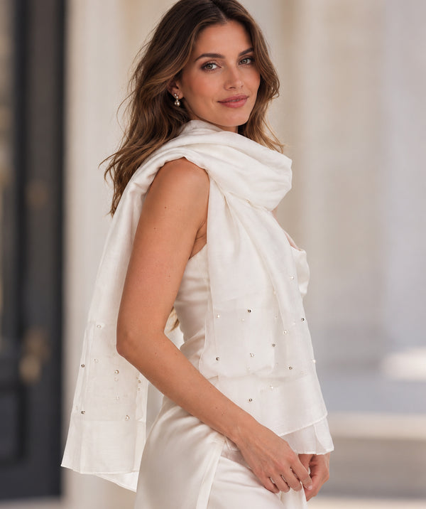 Cristine - Pearl Embellished Occasion Scarf