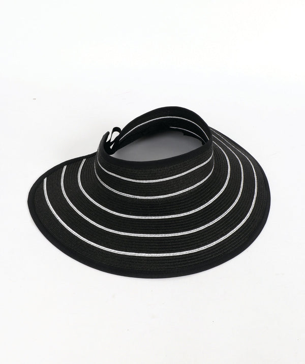 Cruise - Black White Roll-Up Visor with Wide Brim