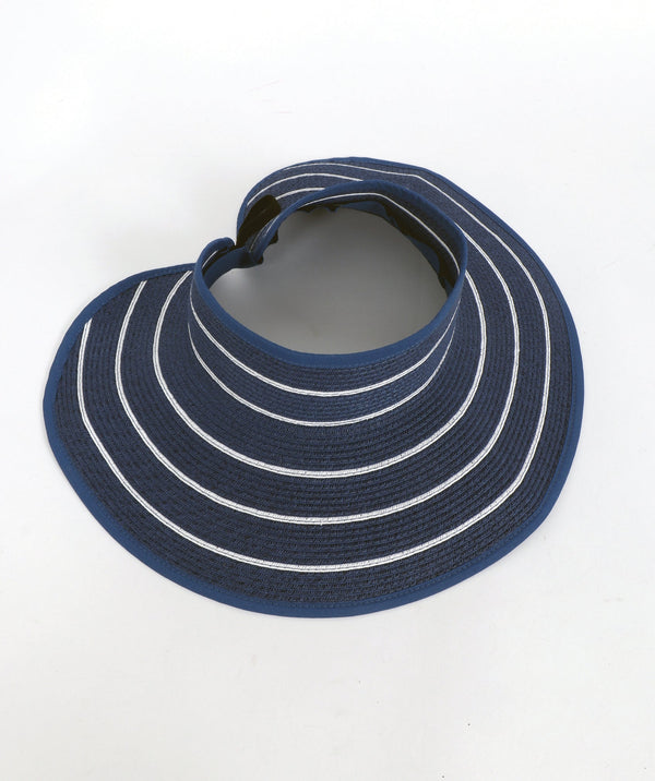 Cruise - Navy and White Wide Brim Straw Visor