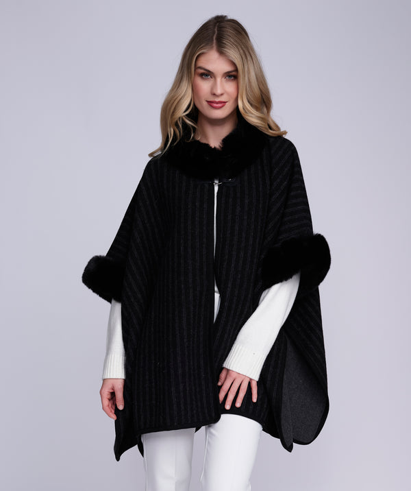 Dakota - Faux Fur Trim Winter Shawl