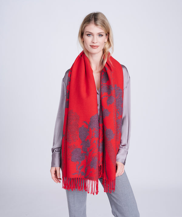 Daniella - Rotblatt Pashmina mit verdrehten Randflächen