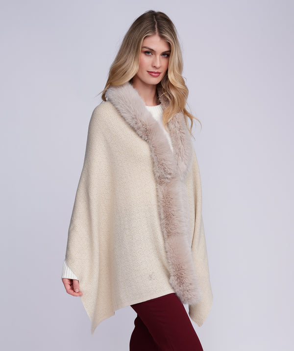 Destiny - Faux Fur Trim Winter Shawl