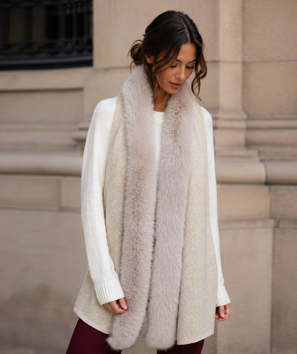 Destiny - Faux Fur Trim Winter Shawl