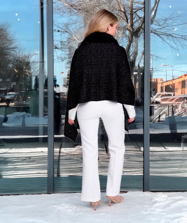 Destiny - Black Lurex Thread Wrap with Faux Fur Trim