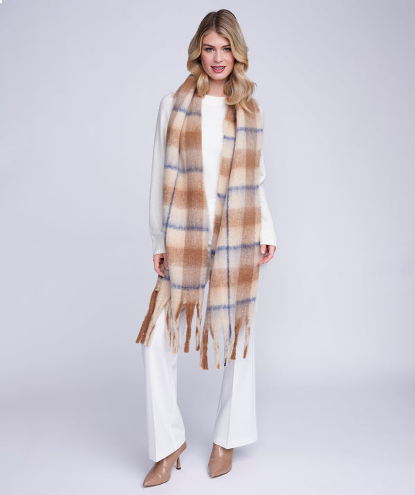 Dixie - Beige Check Buff de invierno de gran tamaño