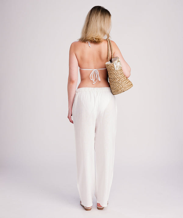 Dune - Womens White Linen and Cotton Mix Trousers
