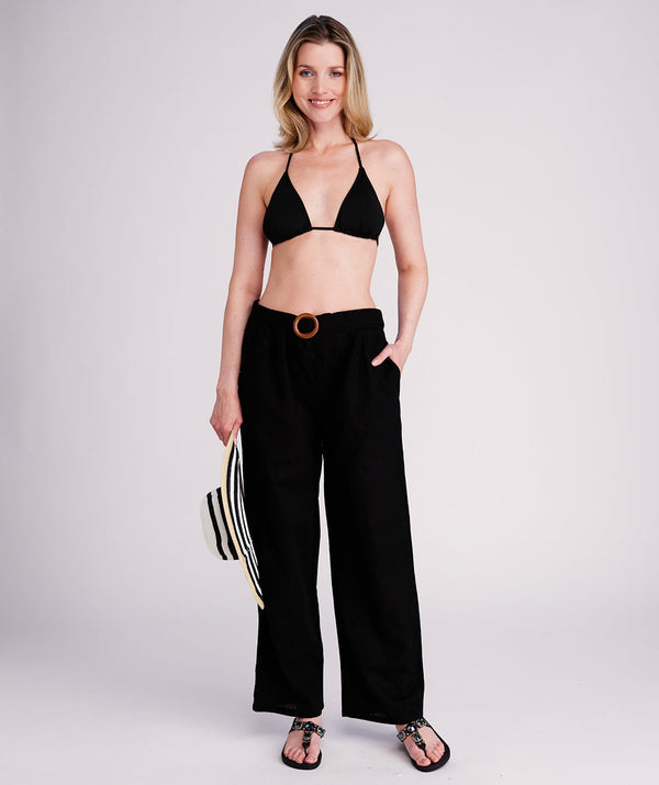 Dune - Womens Black Linen and Cotton Mix Trousers