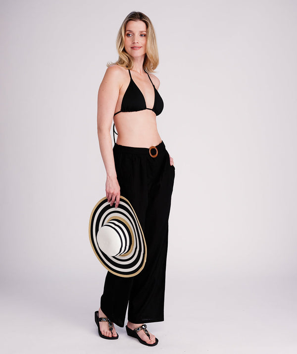 Dune - Womens Black Linen and Cotton Mix Trousers