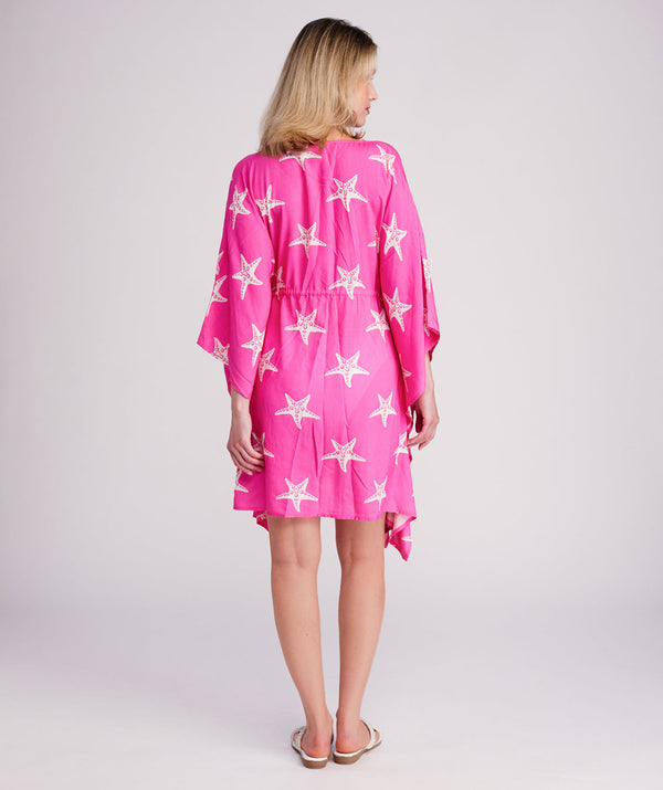 Estrella - Hot Pink Starfish Print Beach Kaftan