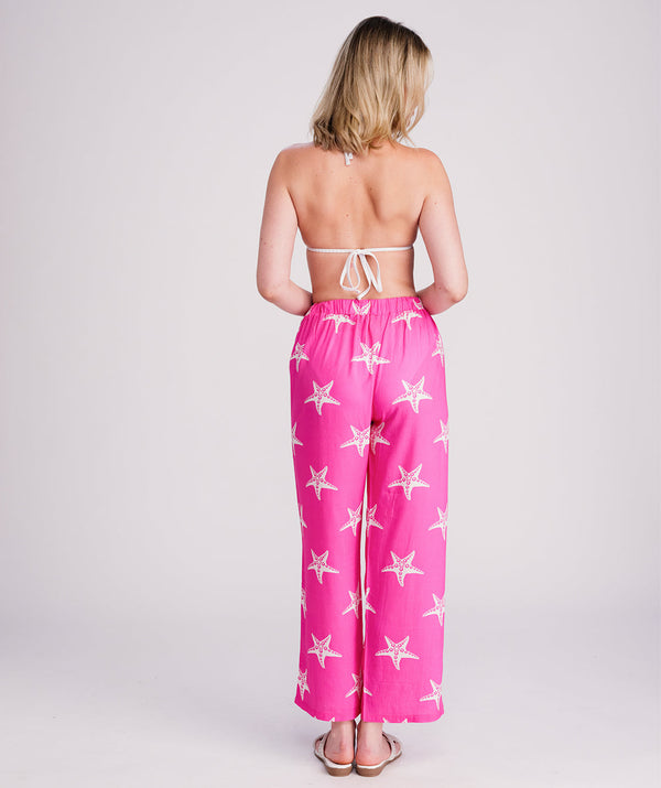 Estrella - Hot Pink Starfish Print Summer Trousers