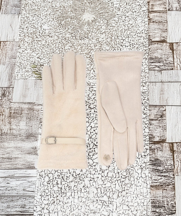 Evie - Cream beklede faux bonthandschoenen