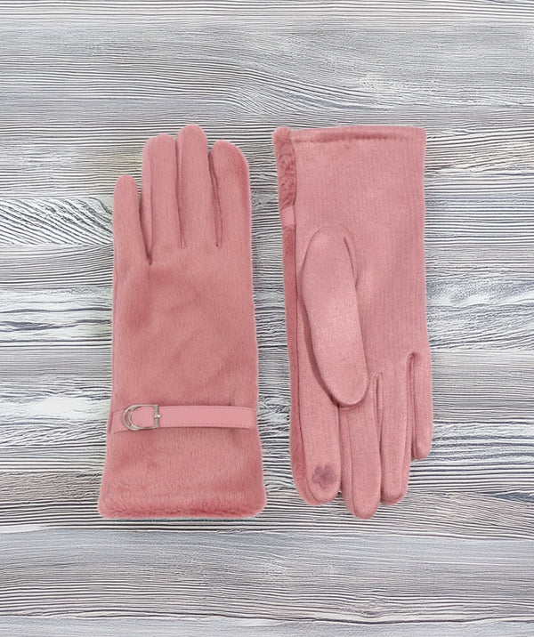 Evie - Blush roze gevoerde faux bonthandschoenen