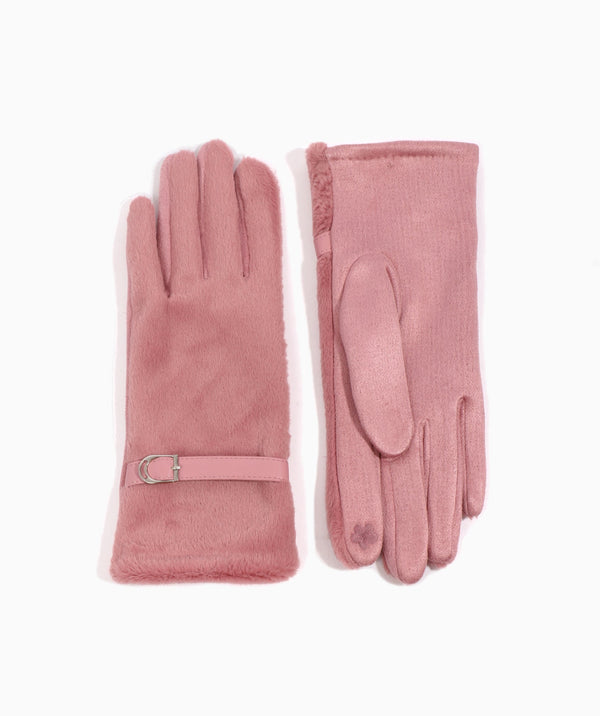 Evie - Blush Pink Lined Faux Fur Gloves