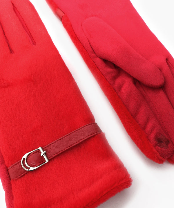 Evie - Red Lined Faux Fur Gloves