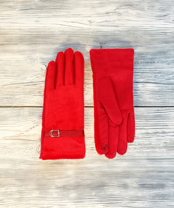 Evie - Red Lined Faux Fur Gloves