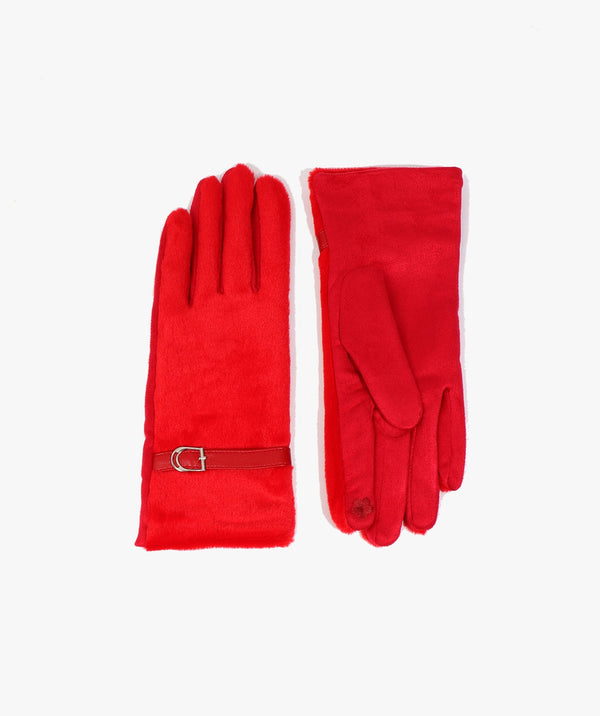 Evie - Red Lined Faux Fur Gloves