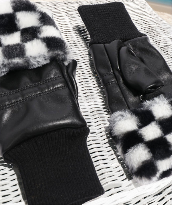 Gemma - Black Faux Leather Fingerless Gloves