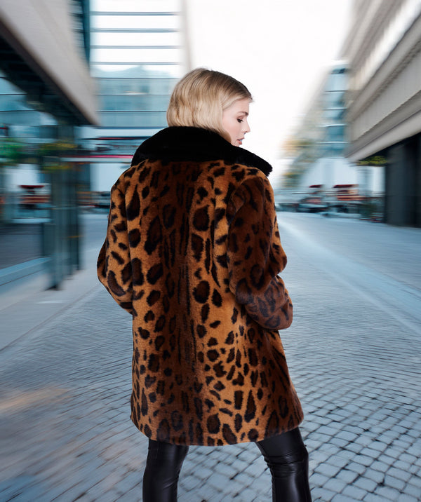 Gigi - Leopard Print Longline Faux Fur Coat