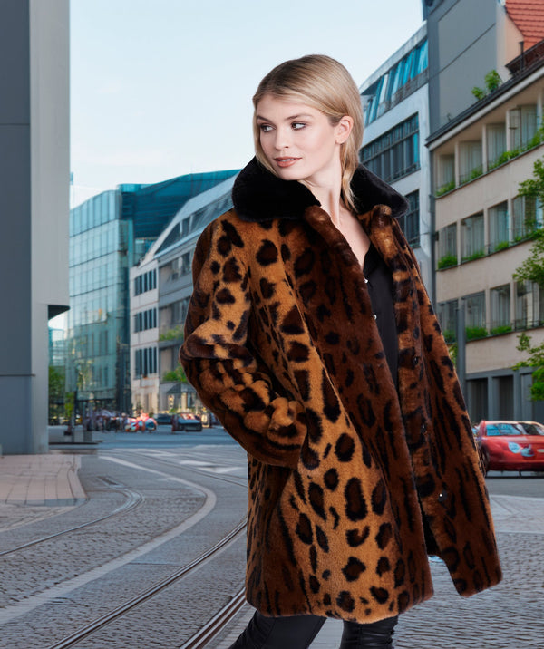 Gigi - Leopard Print Longline Faux Fur Coat