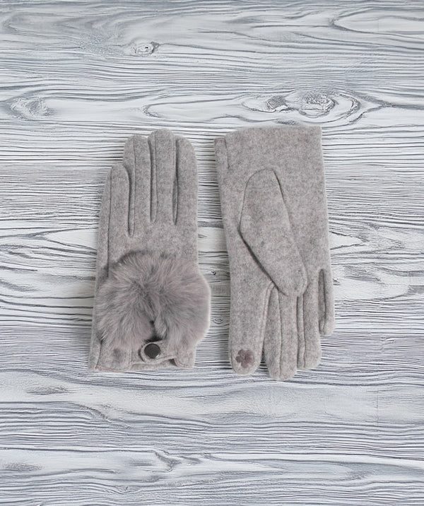 Hanna - Silver Grey Driving Glove with Faux Fur Detail