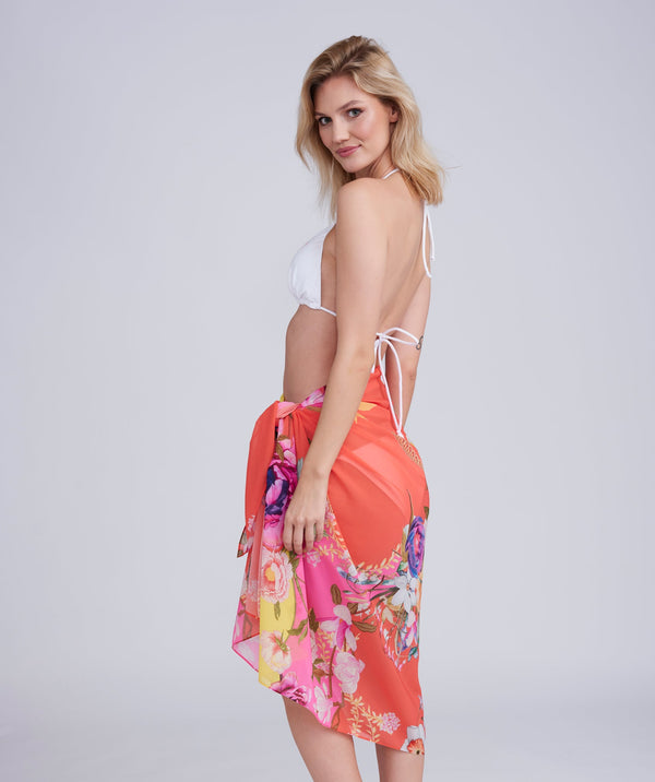 Hawaii - Oranje bloemenprint strand sarong