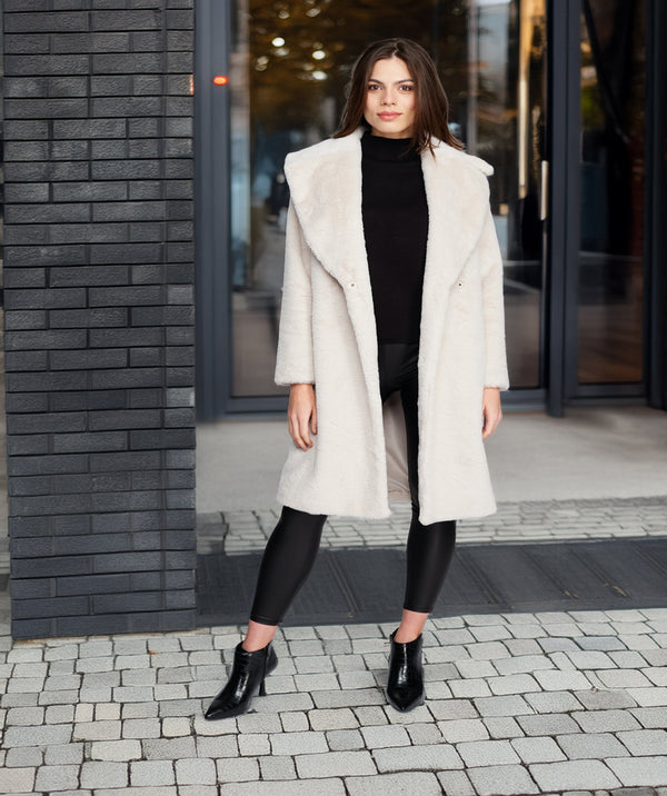 Hepburn - Pearl Longline Faux Fur Coat