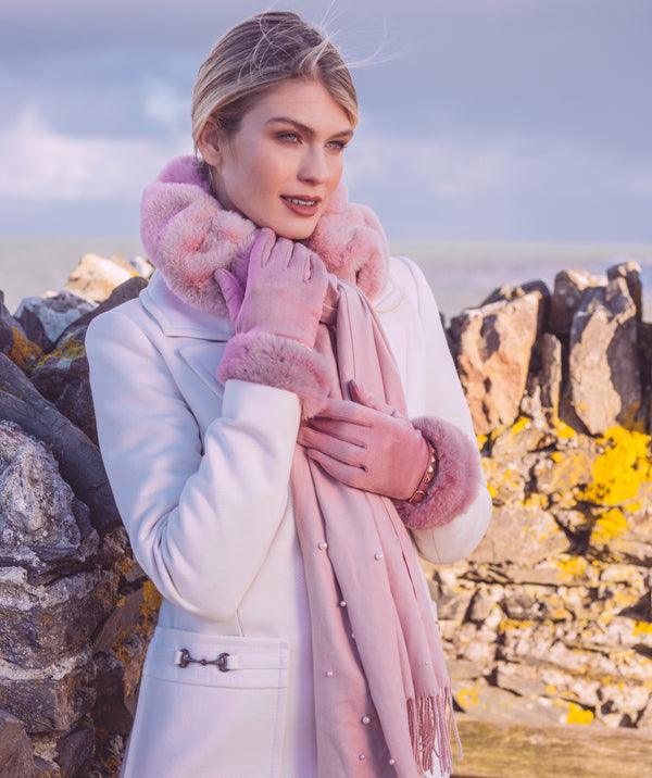 Houston - Embellished Faux Fur Scarf