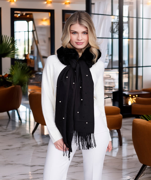 Houston - Embellished Faux Fur Scarf