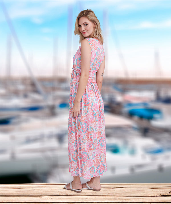 Hellrosa Maxikleid aus Baumwolle