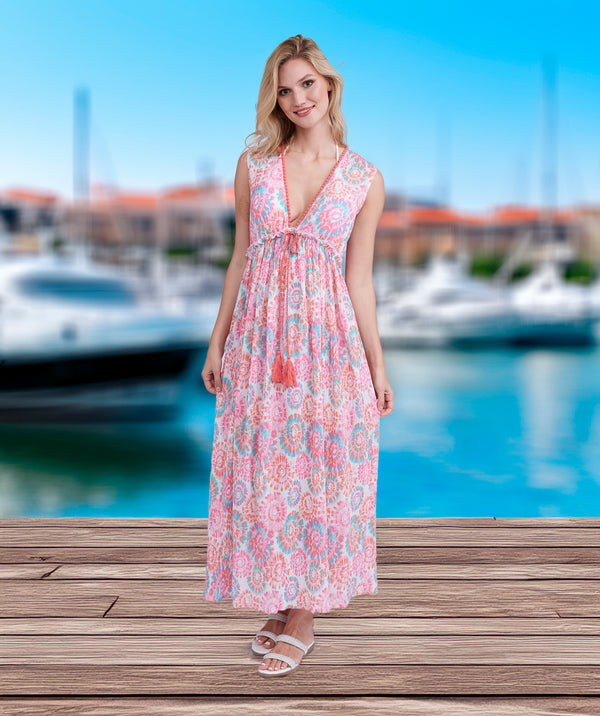 Hellrosa Maxikleid aus Baumwolle