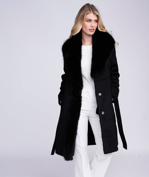 Isabella – Langer Mantel aus Wildlederimitat