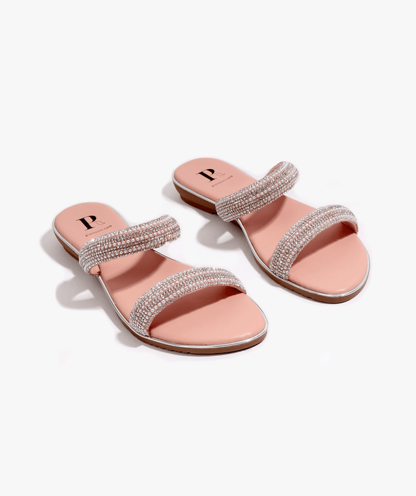 Blush Embellished Wedge Sandal with Open Toe and Padded Insole