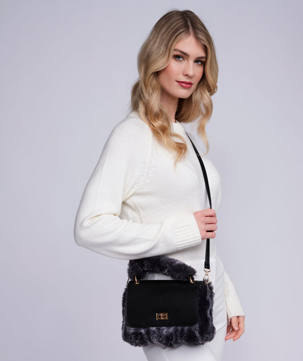 Keeva - Black Ombre Plush Faux Fur Crossbody Bag